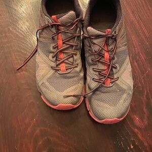 Merrell Gray and Red Athletic Shoes with Cushioned Soles